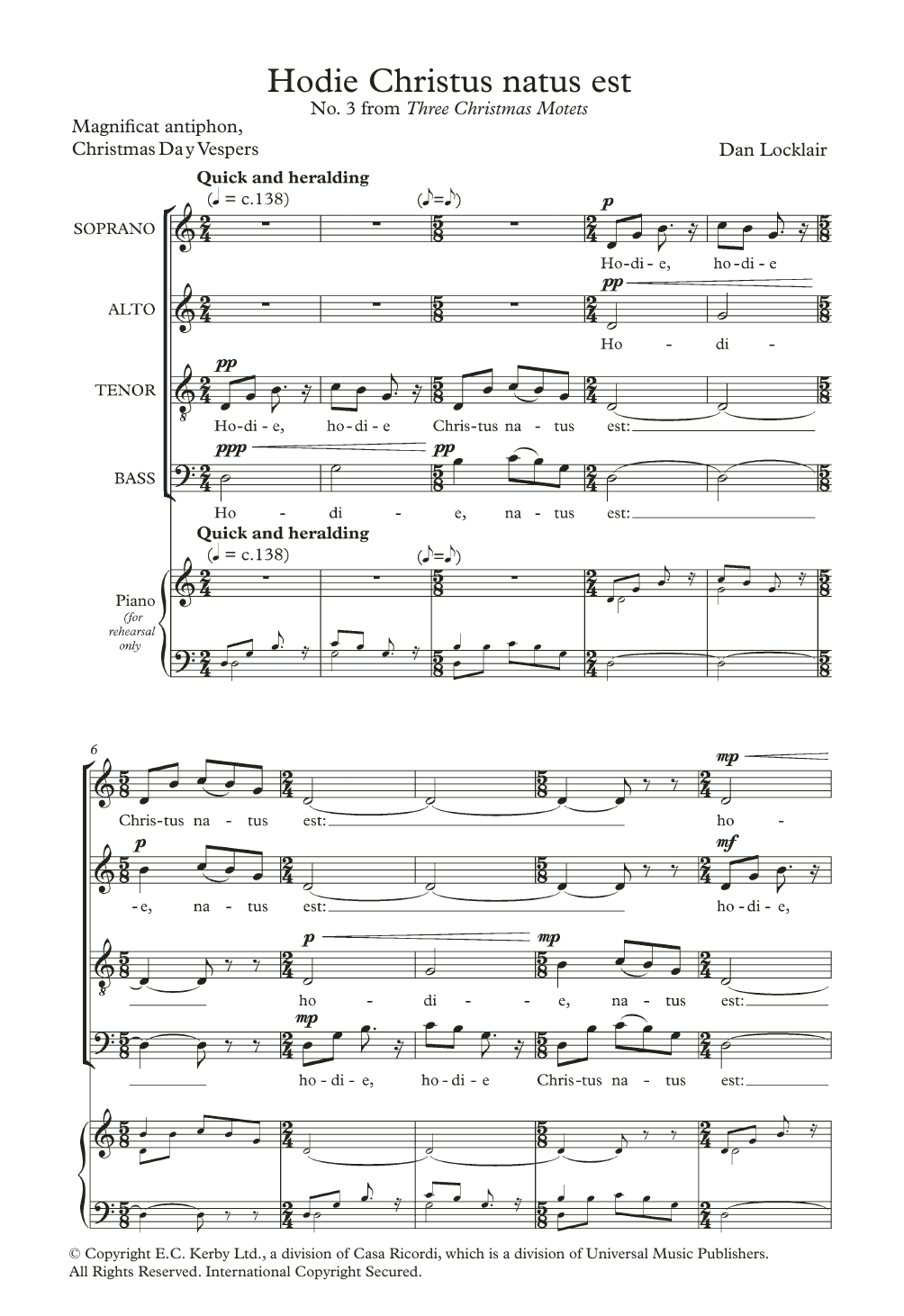Dan Locklair Hodie Christus Natus Est Sheet Music Notes & Chords for SATB - Download or Print PDF