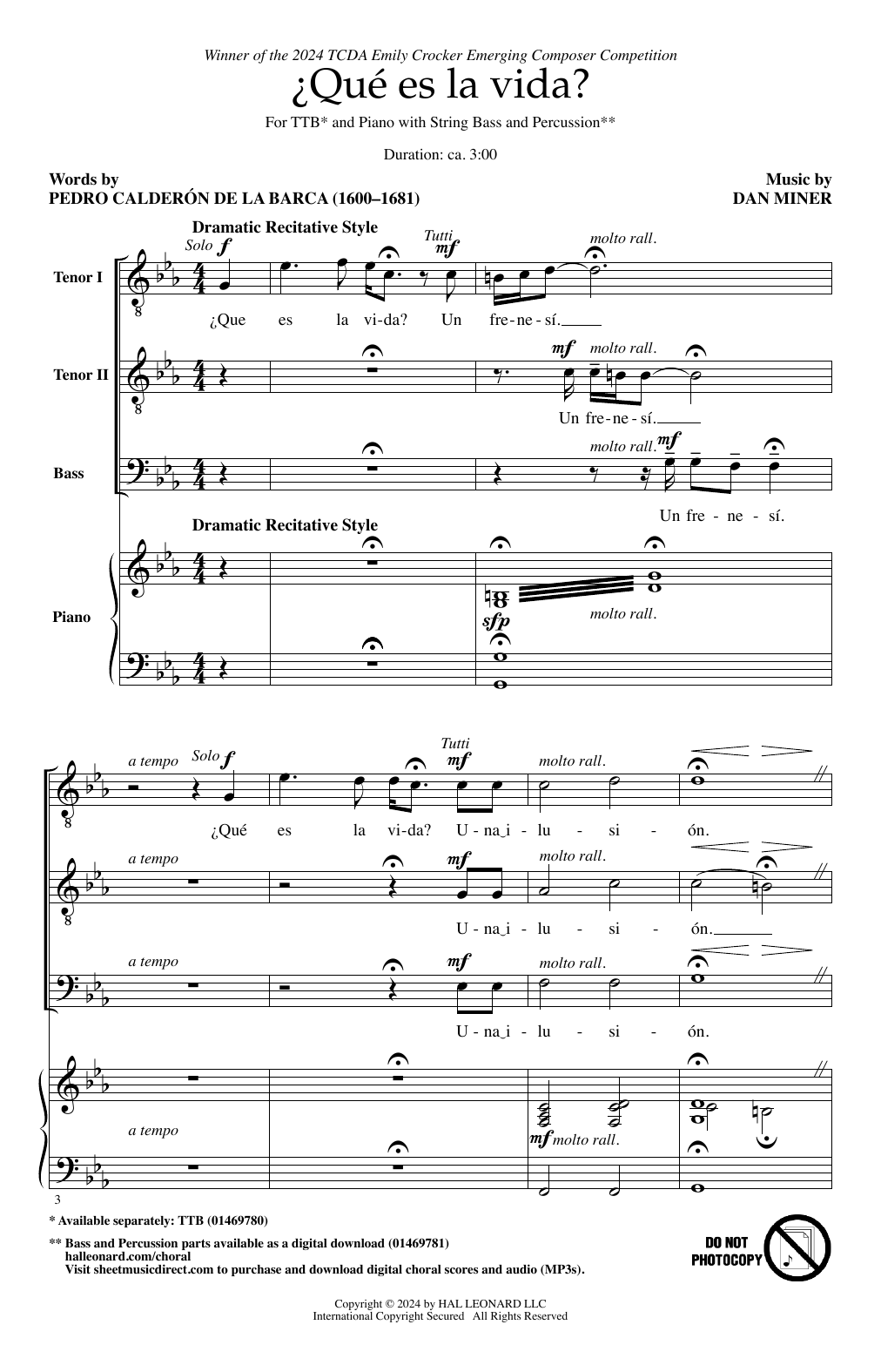 Dan Miner ¿Qué Es La Vida? Sheet Music Notes & Chords for Choir - Download or Print PDF