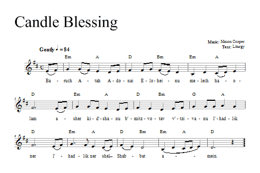 Dan Nichols Candle Blessing Sheet Music Notes & Chords for Melody Line, Lyrics & Chords - Download or Print PDF