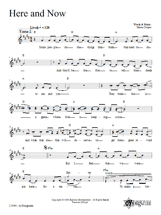 Dan Nichols Here and Now Sheet Music Notes & Chords for Melody Line, Lyrics & Chords - Download or Print PDF