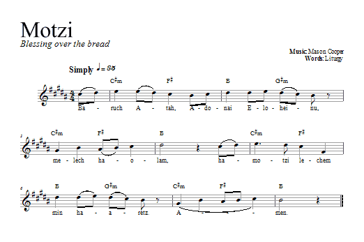 Dan Nichols Motzi Sheet Music Notes & Chords for Melody Line, Lyrics & Chords - Download or Print PDF