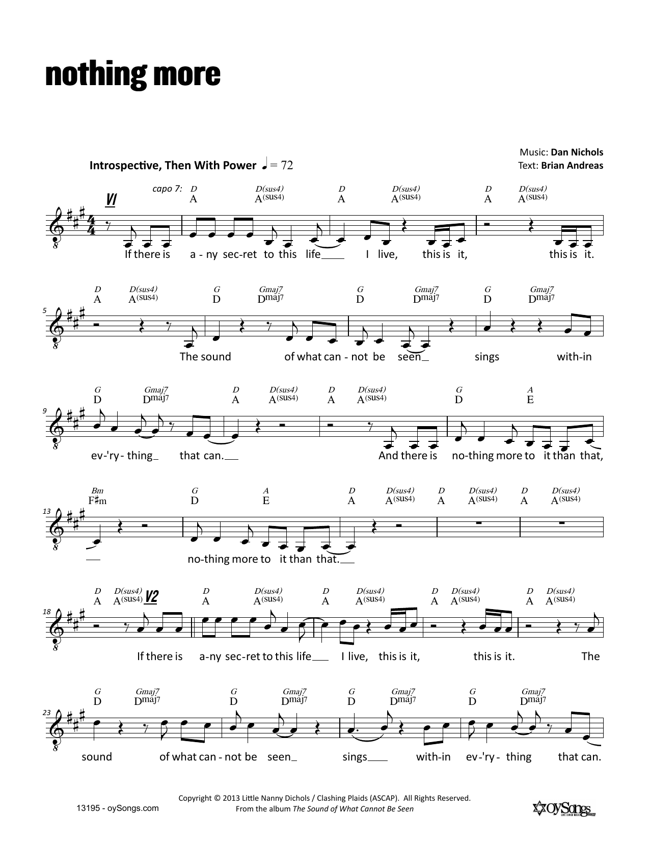 Dan Nichols Nothing More Sheet Music Notes & Chords for Melody Line, Lyrics & Chords - Download or Print PDF