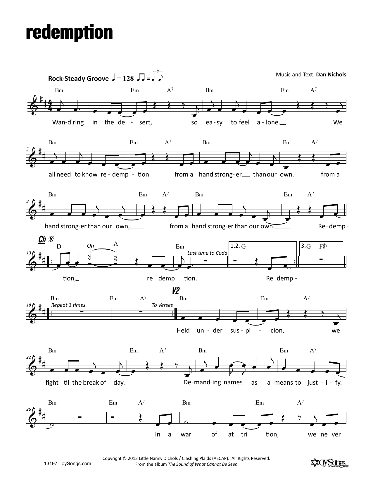 Dan Nichols Redemption Sheet Music Notes & Chords for Melody Line, Lyrics & Chords - Download or Print PDF