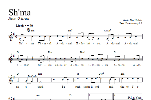 Dan Nichols Shema Sheet Music Notes & Chords for Melody Line, Lyrics & Chords - Download or Print PDF