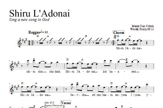 Dan Nichols Shiru L'Adonai Sheet Music Notes & Chords for Melody Line, Lyrics & Chords - Download or Print PDF