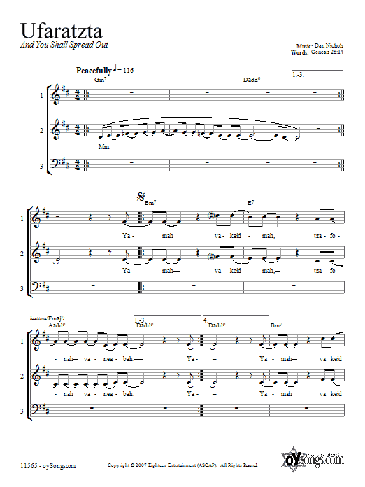 Dan Nichols Ufaratzta Sheet Music Notes & Chords for 3-Part Mixed - Download or Print PDF