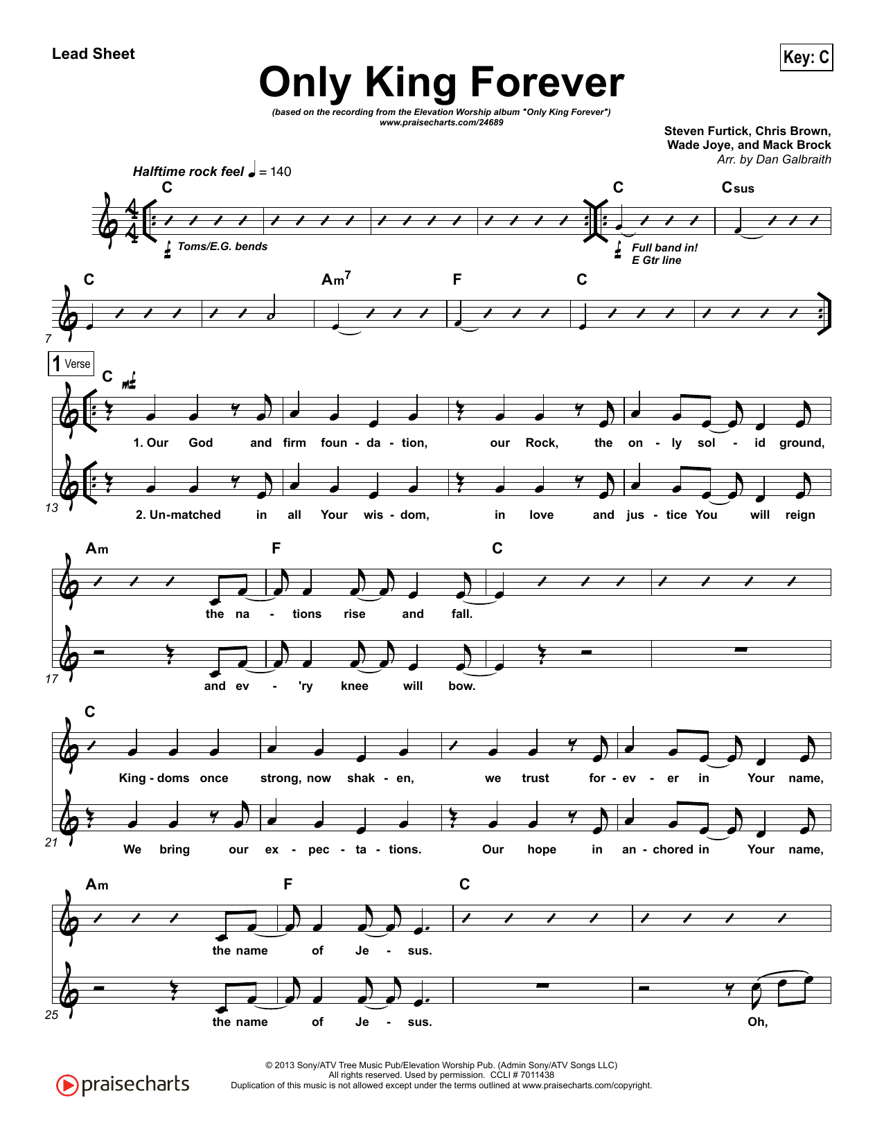 Preview Dan Galbraith Only King Forever Sacred sheet music, notes and chords for Lead Sheet / Fake Book, SKU: 344432 Only King Forever sheet music