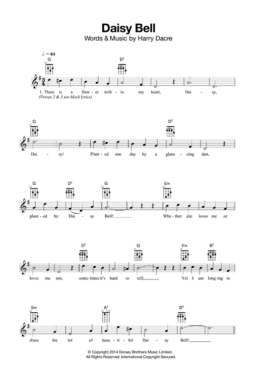 Dan W. Quinn Daisy Bell Sheet Music Notes & Chords for Ukulele - Download or Print PDF