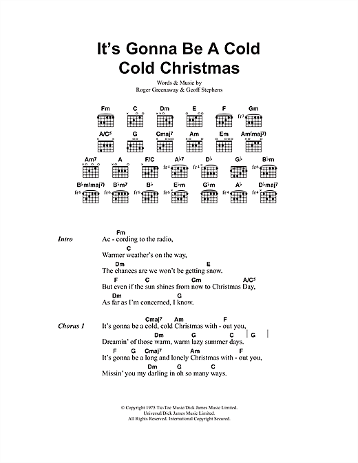 It's Gonna Be A Cold Cold Christmas sheet music