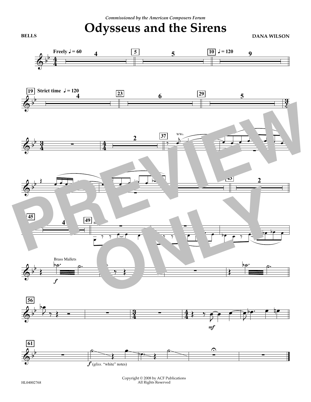 Dana Wilson Odysseus and the Sirens - Bells Sheet Music Notes & Chords for Concert Band - Download or Print PDF