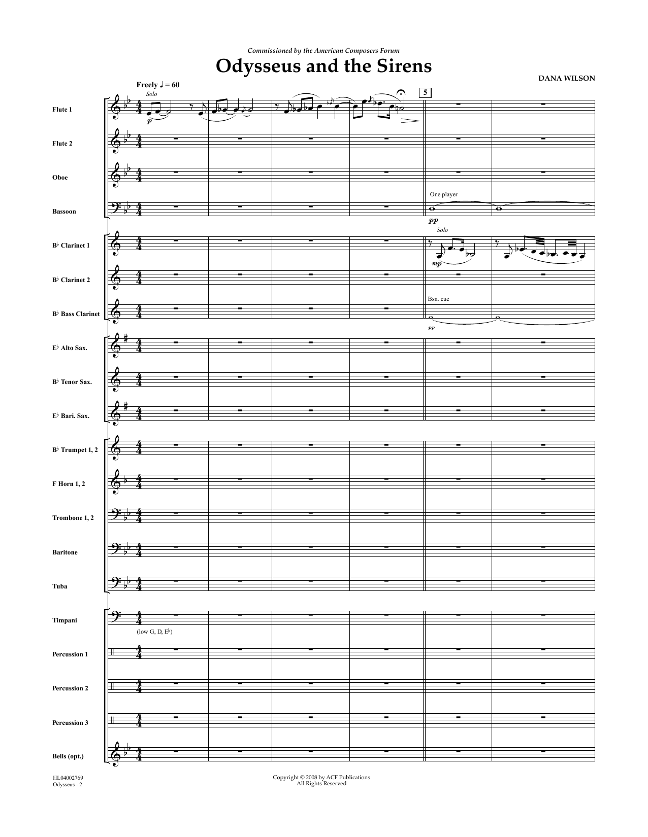 Dana Wilson Odysseus and the Sirens - Full Score Sheet Music Notes & Chords for Concert Band - Download or Print PDF
