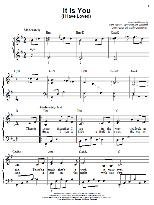 It Is You (I Have Loved) sheet music
