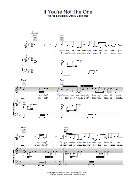 Daniel Bedingfield If You're Not The One Sheet Music Notes & Chords for Alto Saxophone - Download or Print PDF