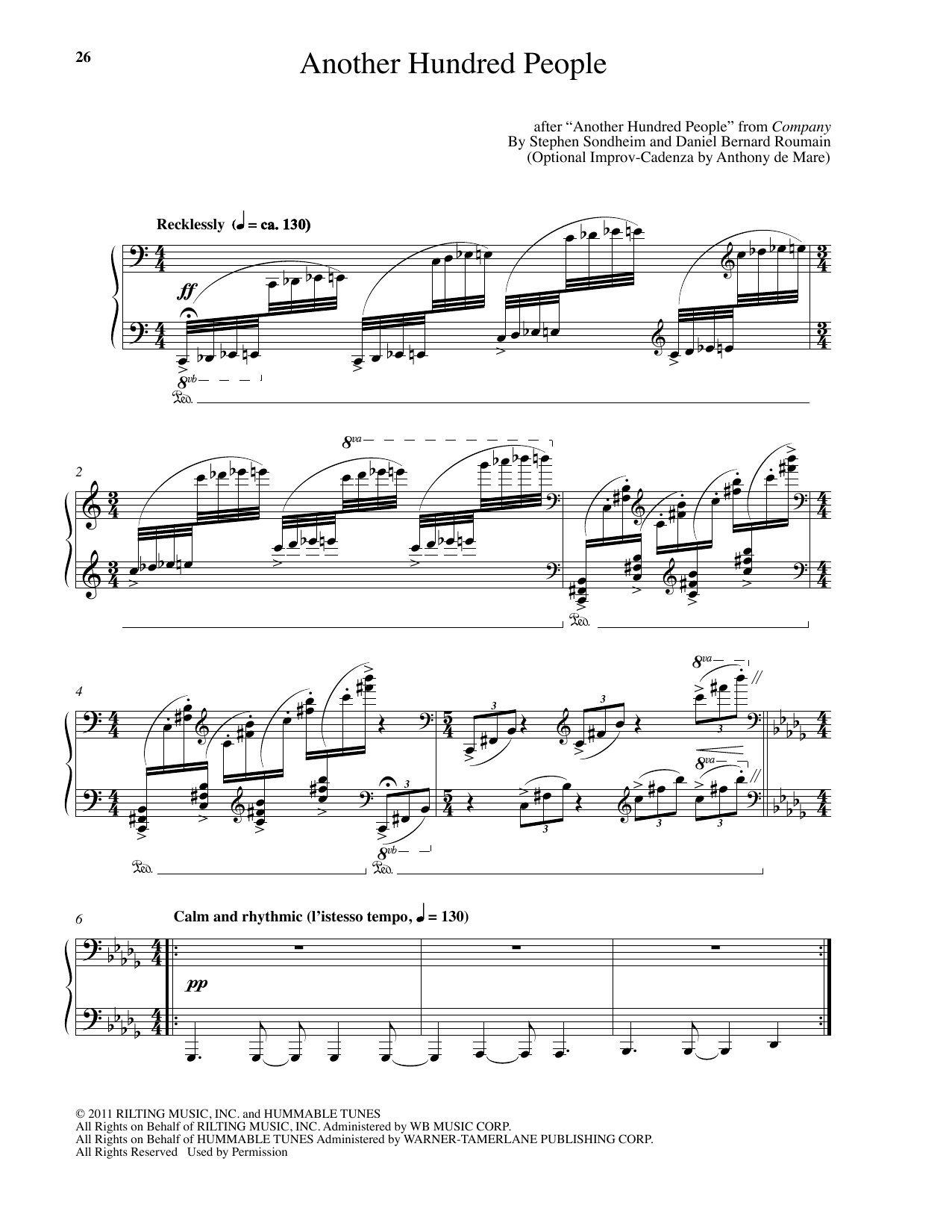 Daniel Bernard Roumain Another Hundred People Sheet Music Notes & Chords for Piano - Download or Print PDF