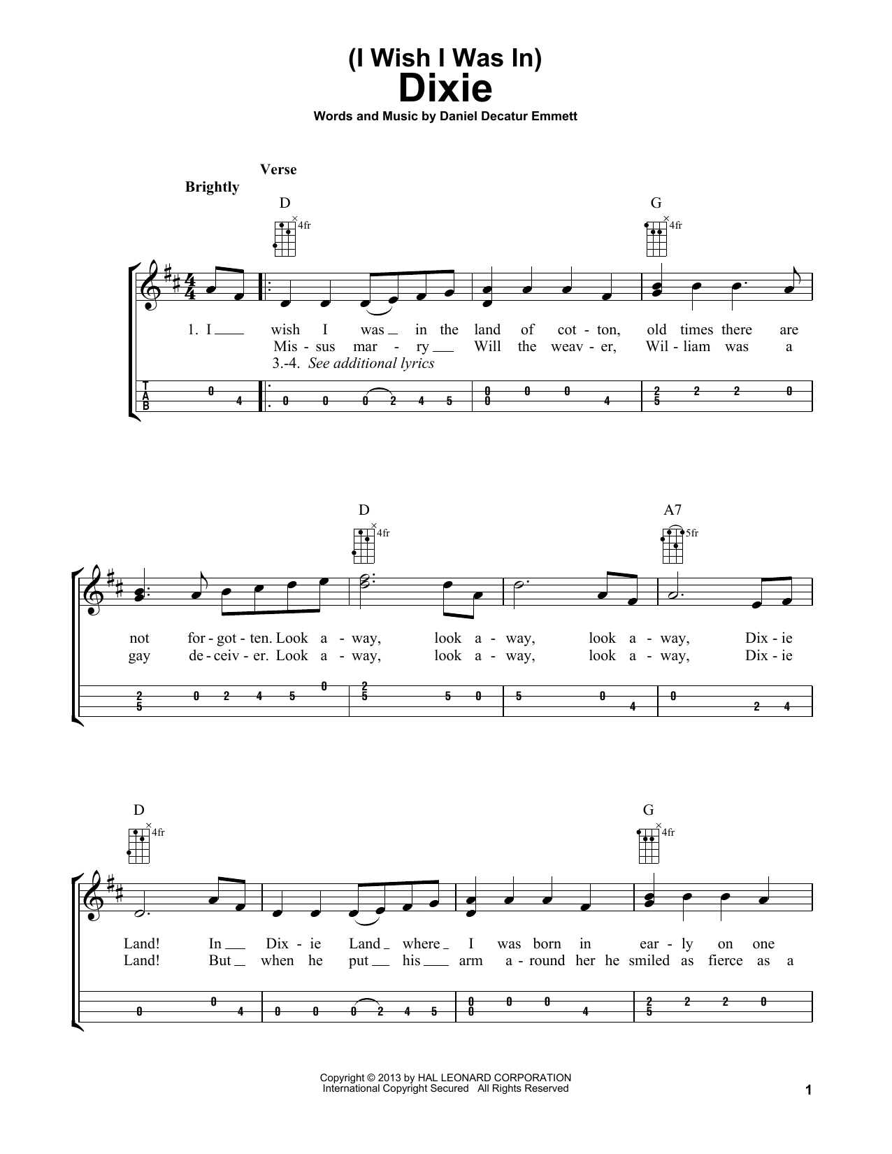 Daniel Decatur Emmett (I Wish I Was In) Dixie (arr. Bobby Westfall) Sheet Music Notes & Chords for Mandolin - Download or Print PDF