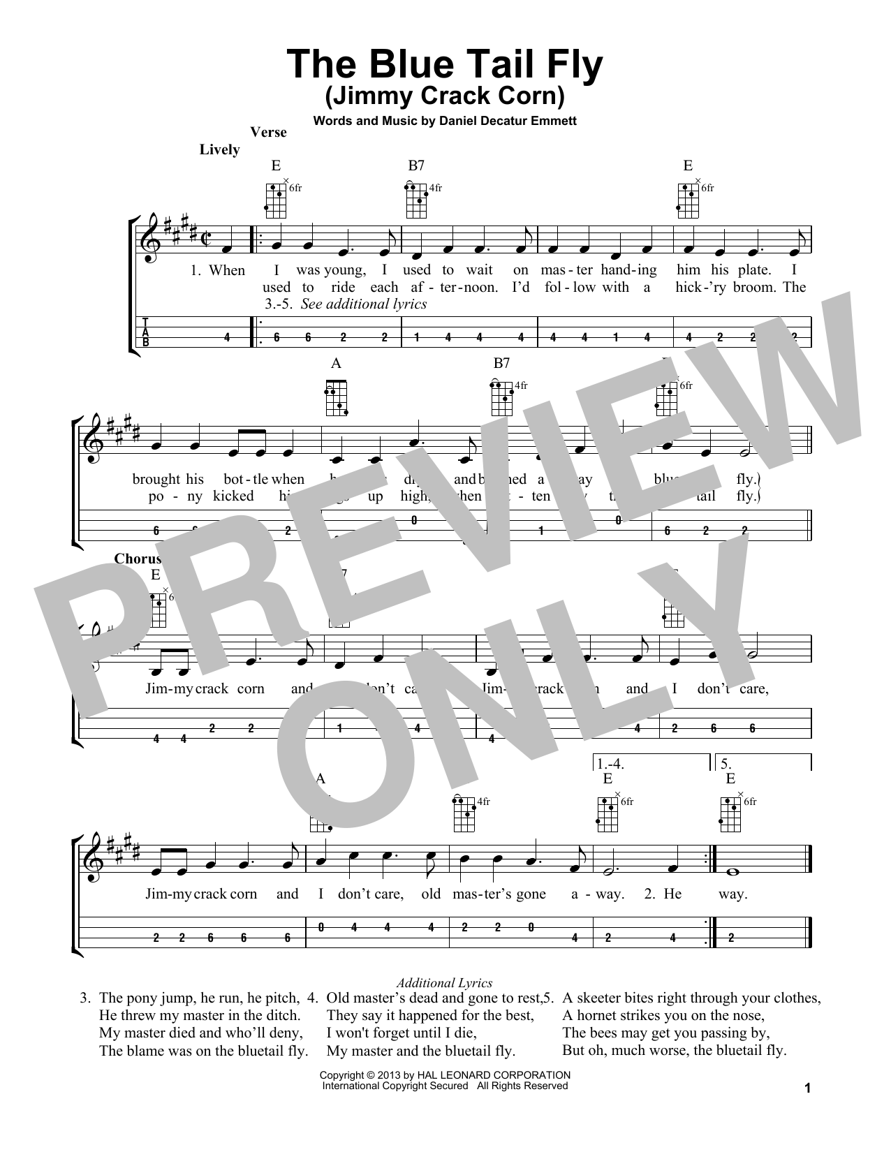 Daniel Decatur Emmett The Blue Tail Fly (Jimmy Crack Corn) (arr. Bobby Westfall) Sheet Music Notes & Chords for Mandolin - Download or Print PDF