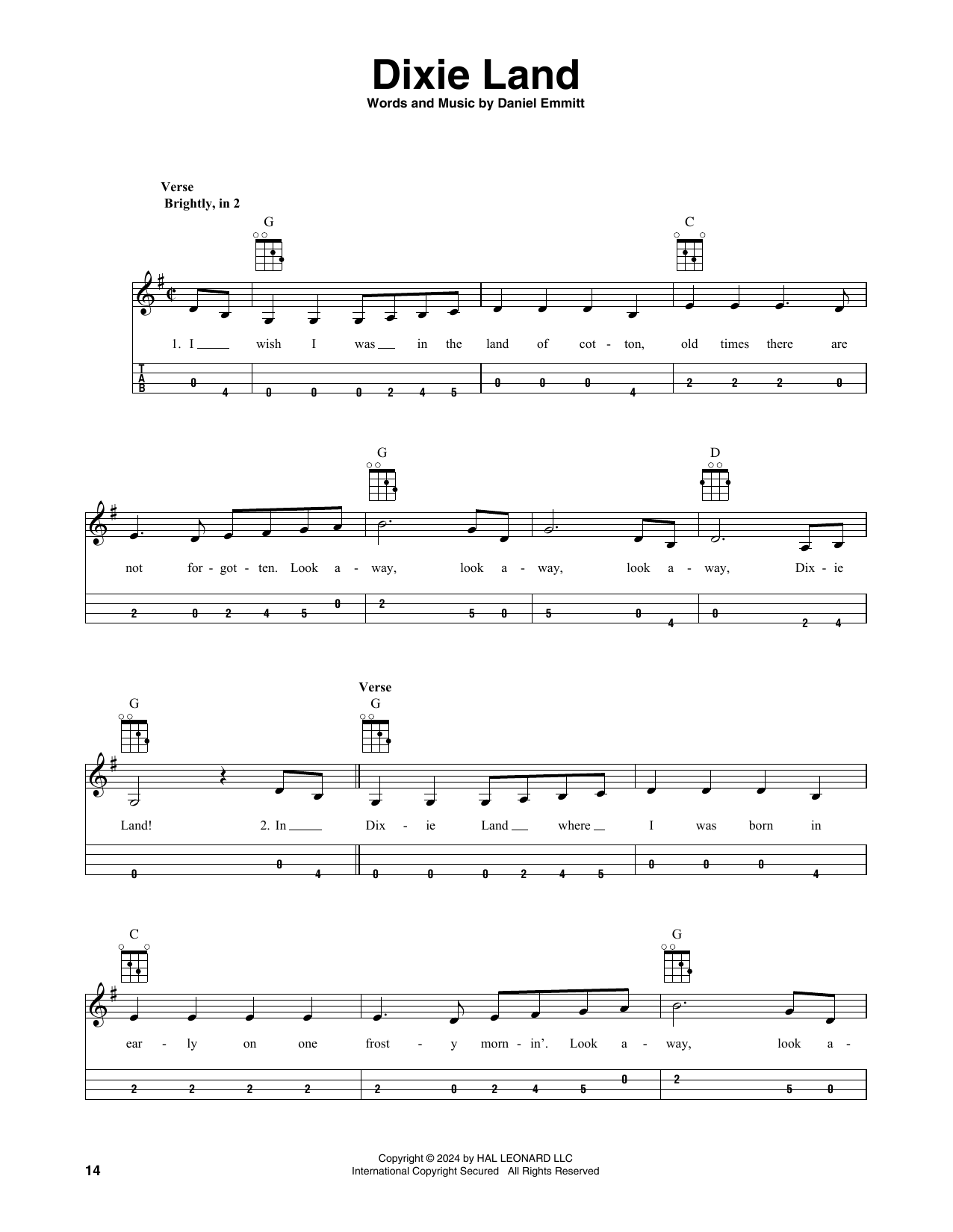 Daniel Emmitt Dixie Land Sheet Music Notes & Chords for Mandolin - Download or Print PDF