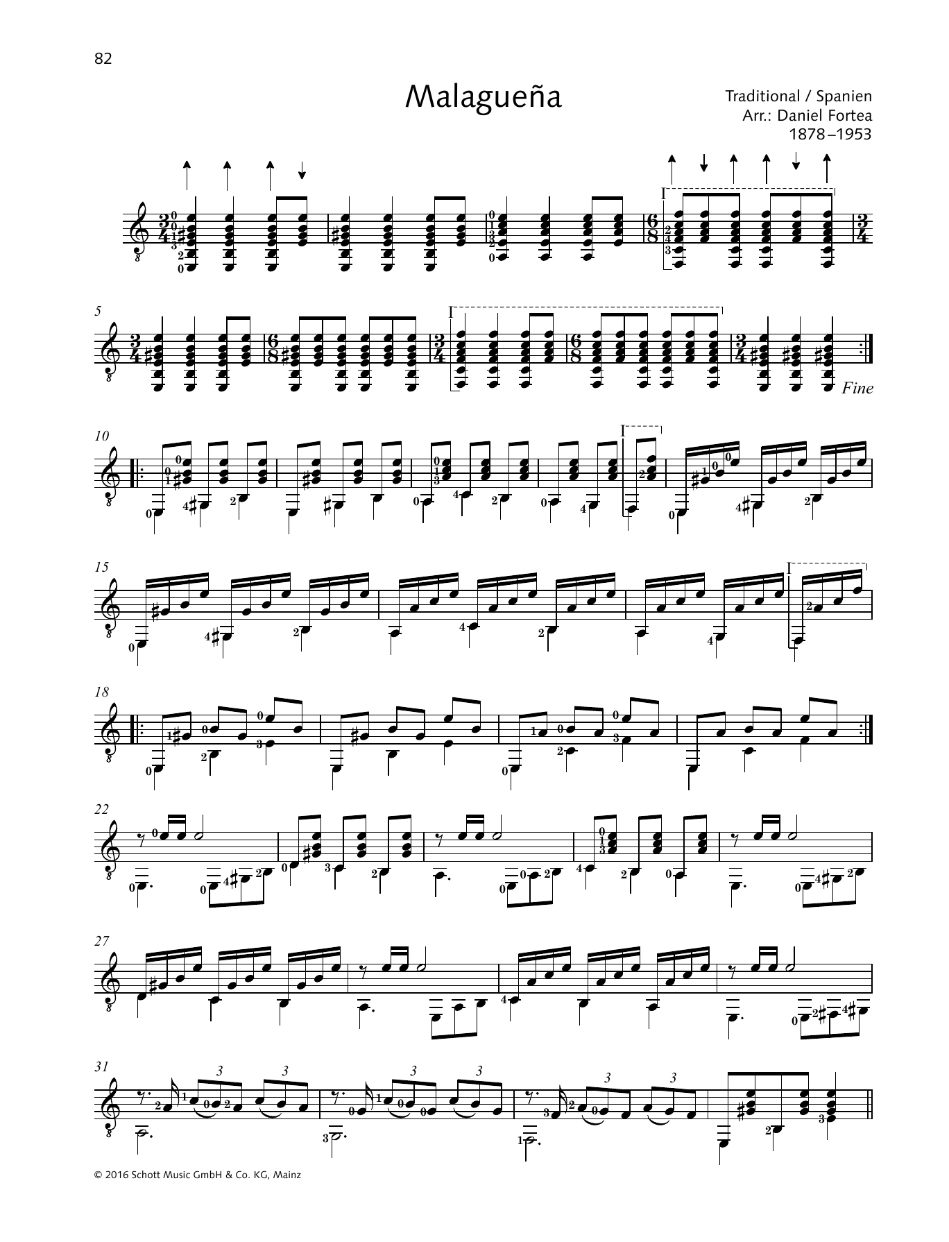 Daniel Fortea Malaguena Sheet Music Notes & Chords for Solo Guitar Tab - Download or Print PDF