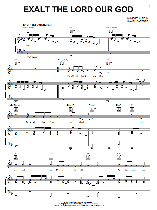Daniel Gardner Exalt The Lord Our God Sheet Music Notes & Chords for Piano, Vocal & Guitar (Right-Hand Melody) - Download or Print PDF