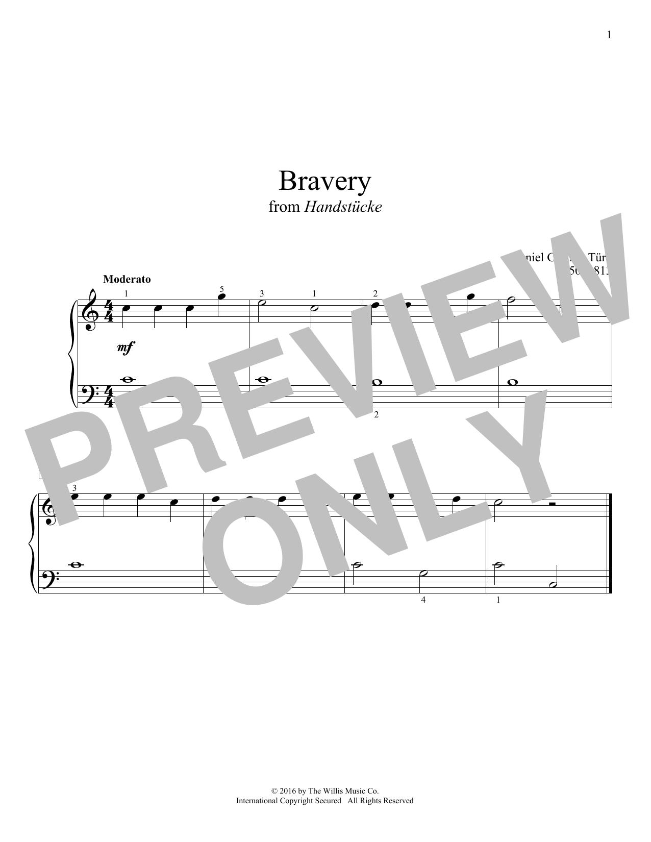 Daniel Gottlob Türk Bravery Sheet Music Notes & Chords for Educational Piano - Download or Print PDF