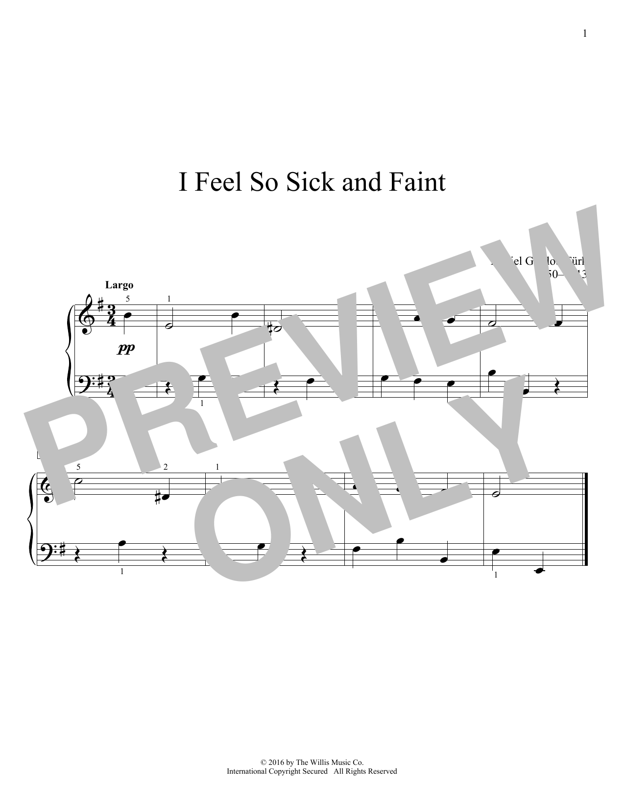 Daniel Gottlob Türk I Feel So Sick And Faint Sheet Music Notes & Chords for Educational Piano - Download or Print PDF