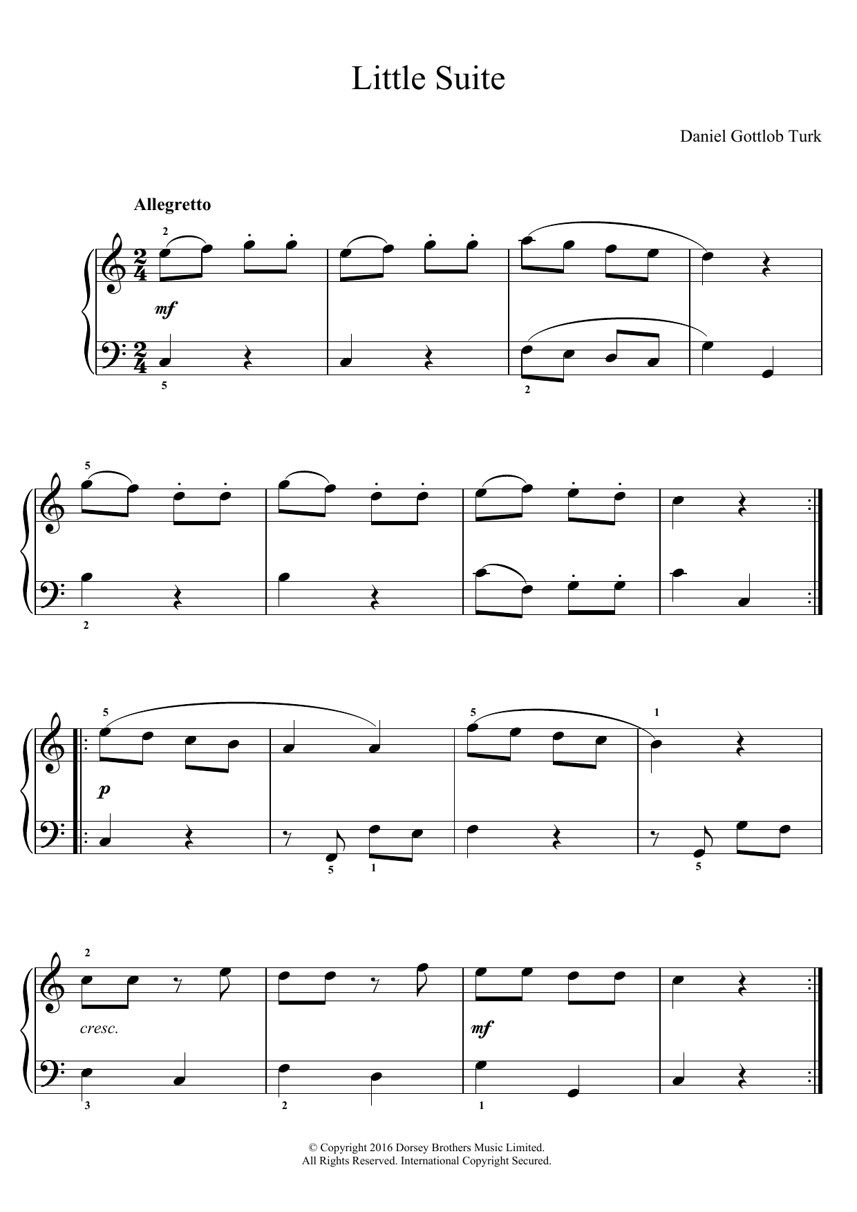 Daniel Gottlob Türk Little Suite Sheet Music Notes & Chords for Easy Piano - Download or Print PDF