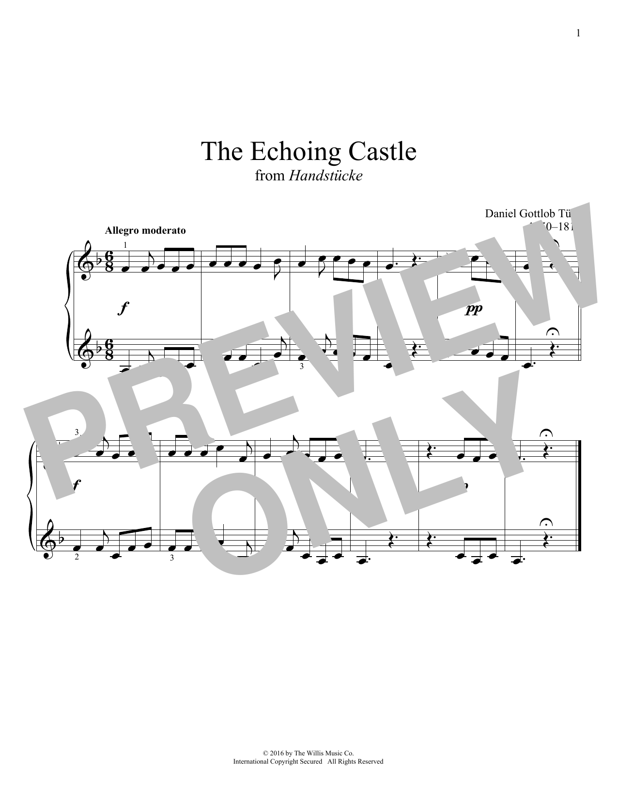 Daniel Gottlob Türk The Echoing Castle Sheet Music Notes & Chords for Educational Piano - Download or Print PDF