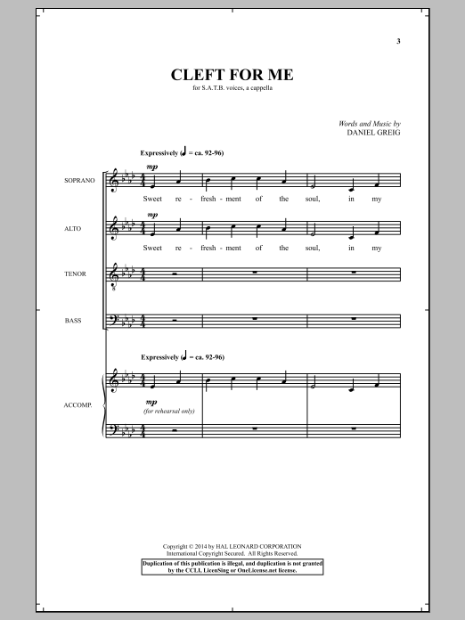 Daniel Greig Cleft For Me Sheet Music Notes & Chords for SATB - Download or Print PDF