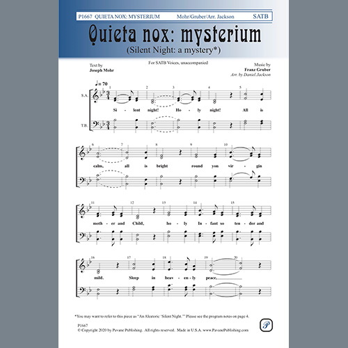 Daniel Jackson, Quieta nox: Mysterium, SATB Choir