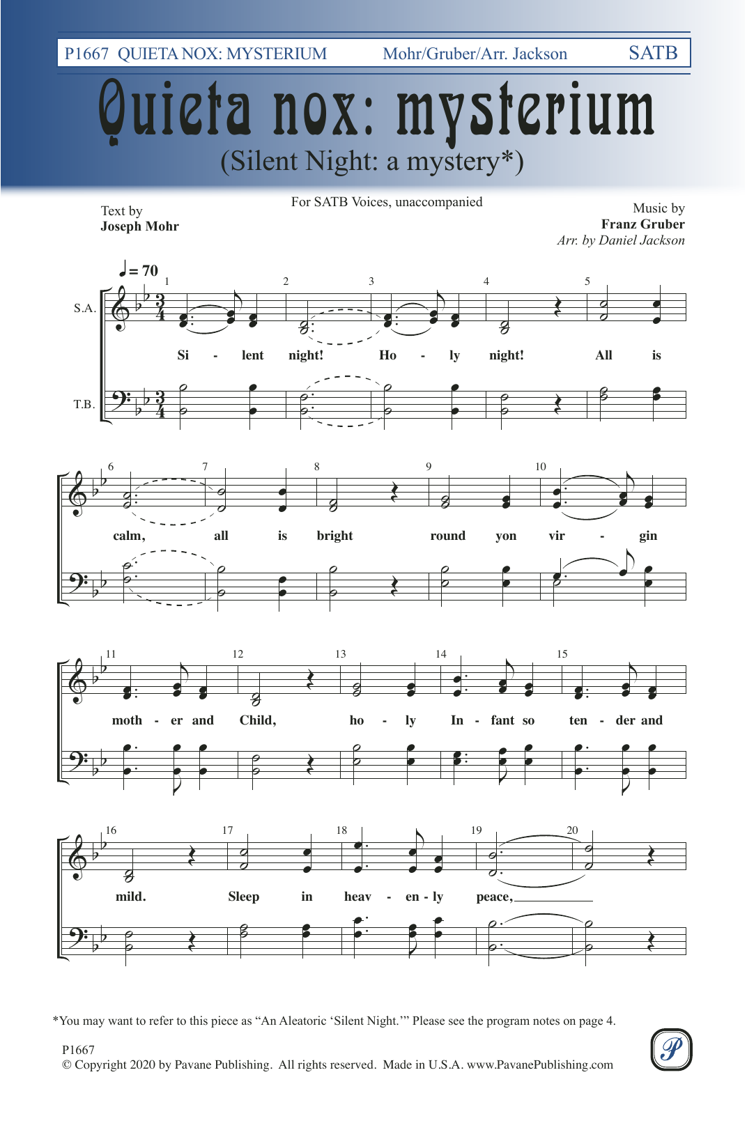 Daniel Jackson Quieta nox: Mysterium Sheet Music Notes & Chords for SATB Choir - Download or Print PDF