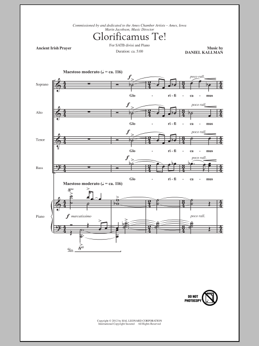Daniel Kallman Glorificamus Te! Sheet Music Notes & Chords for SATB - Download or Print PDF