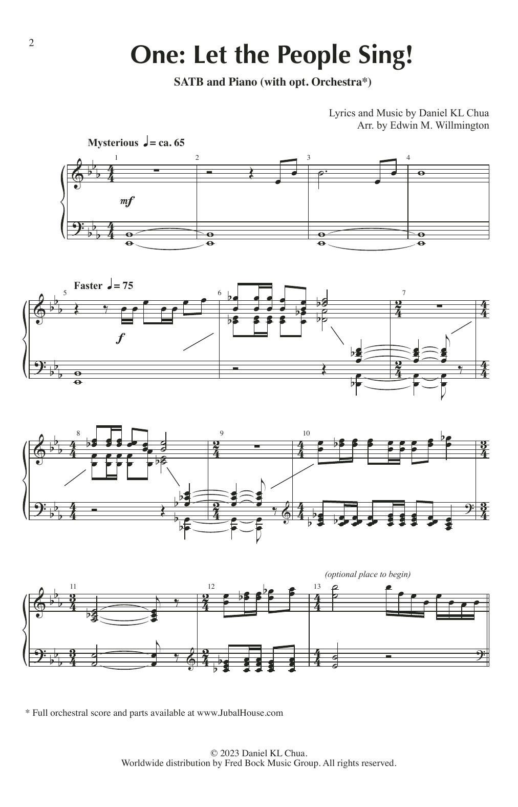 Daniel KL Chua One: Let the People Sing (arr. Edwin M. Willmington) Sheet Music Notes & Chords for SATB Choir - Download or Print PDF