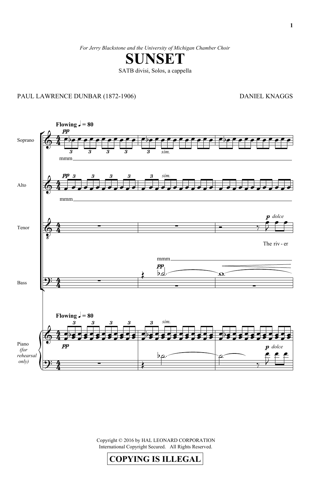 Daniel Knaggs Sunset Sheet Music Notes & Chords for SATB - Download or Print PDF