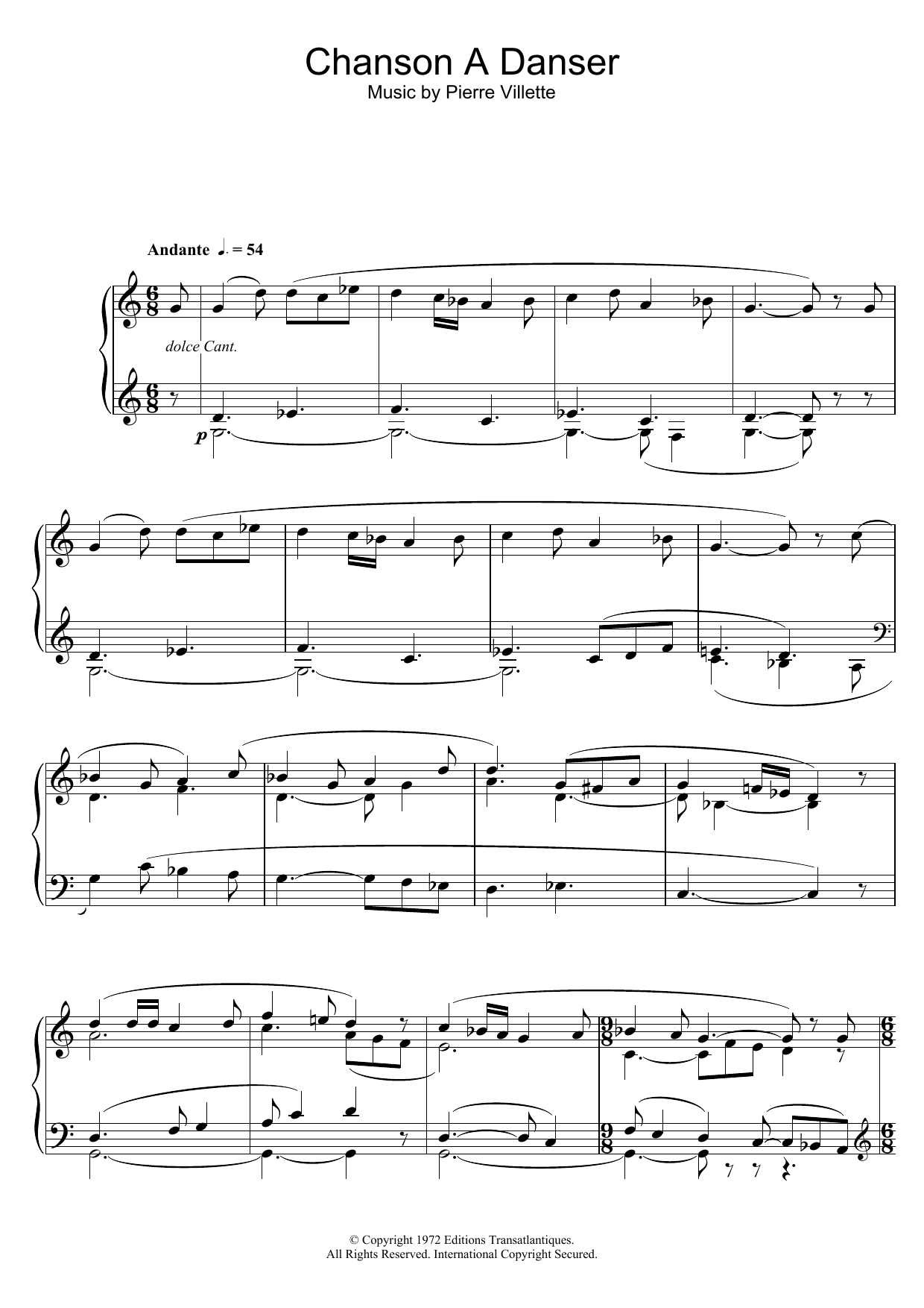 Daniel-Lesur J.Y Chanson A Danser Sheet Music Notes & Chords for Piano - Download or Print PDF