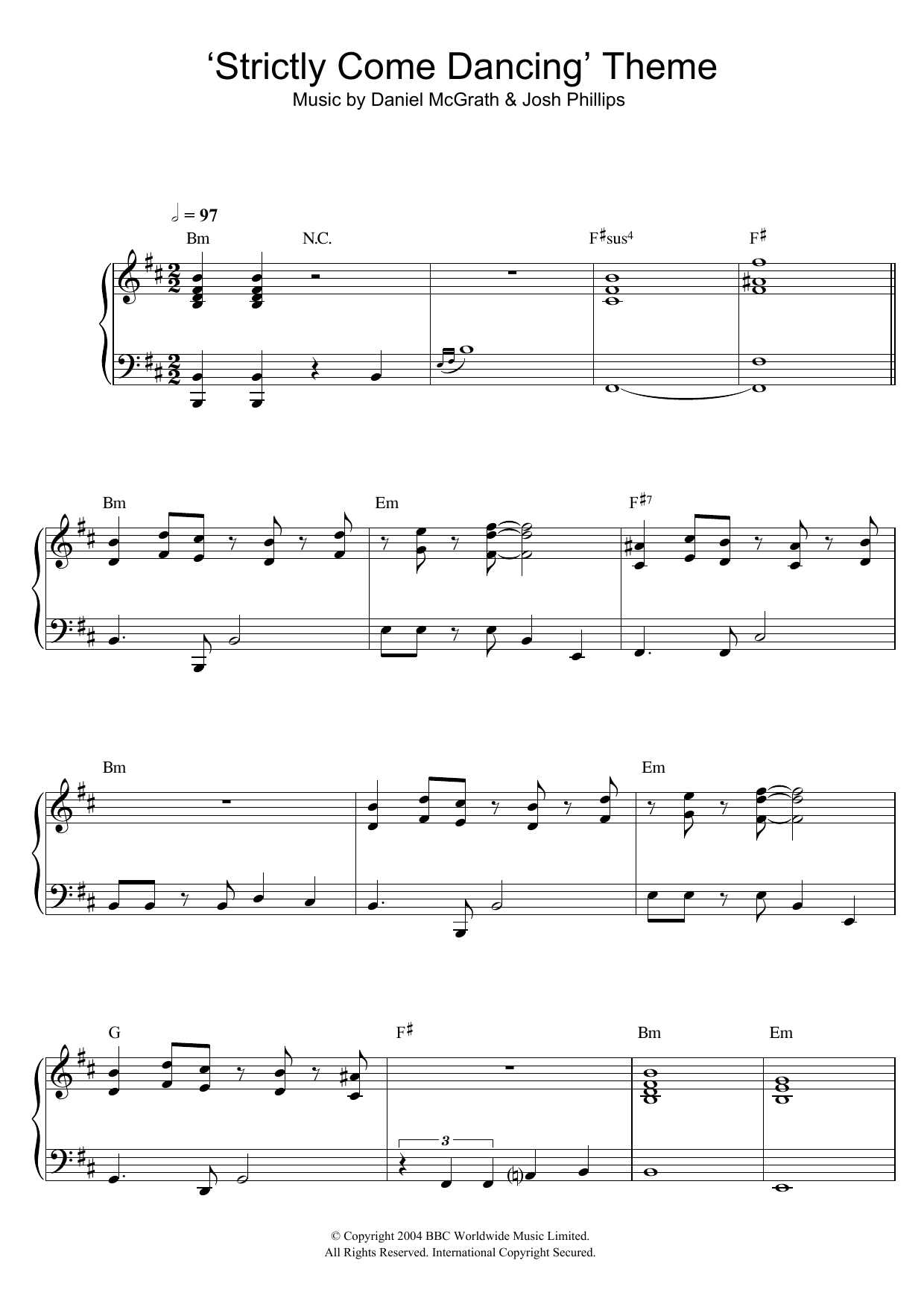 Daniel McGrath Strictly Come Dancing (Theme) Sheet Music Notes & Chords for Piano - Download or Print PDF