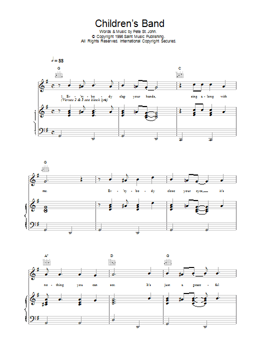 Daniel O'Donnell Children's Band Sheet Music Notes & Chords for Piano, Vocal & Guitar (Right-Hand Melody) - Download or Print PDF