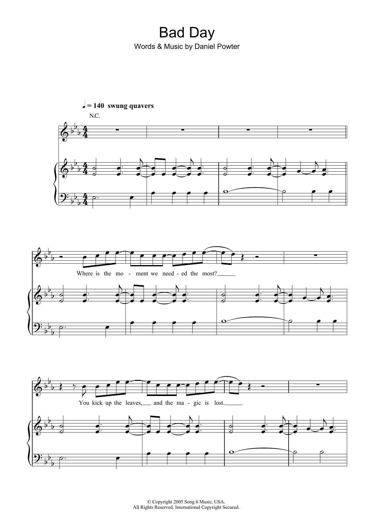 Daniel Powter Bad Day Sheet Music Notes & Chords for Really Easy Guitar - Download or Print PDF