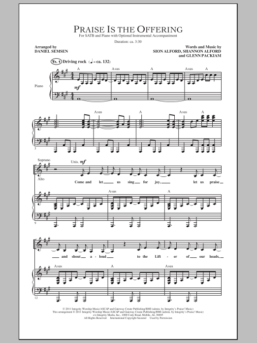 Daniel Semsen Praise Is The Offering Sheet Music Notes & Chords for SATB - Download or Print PDF