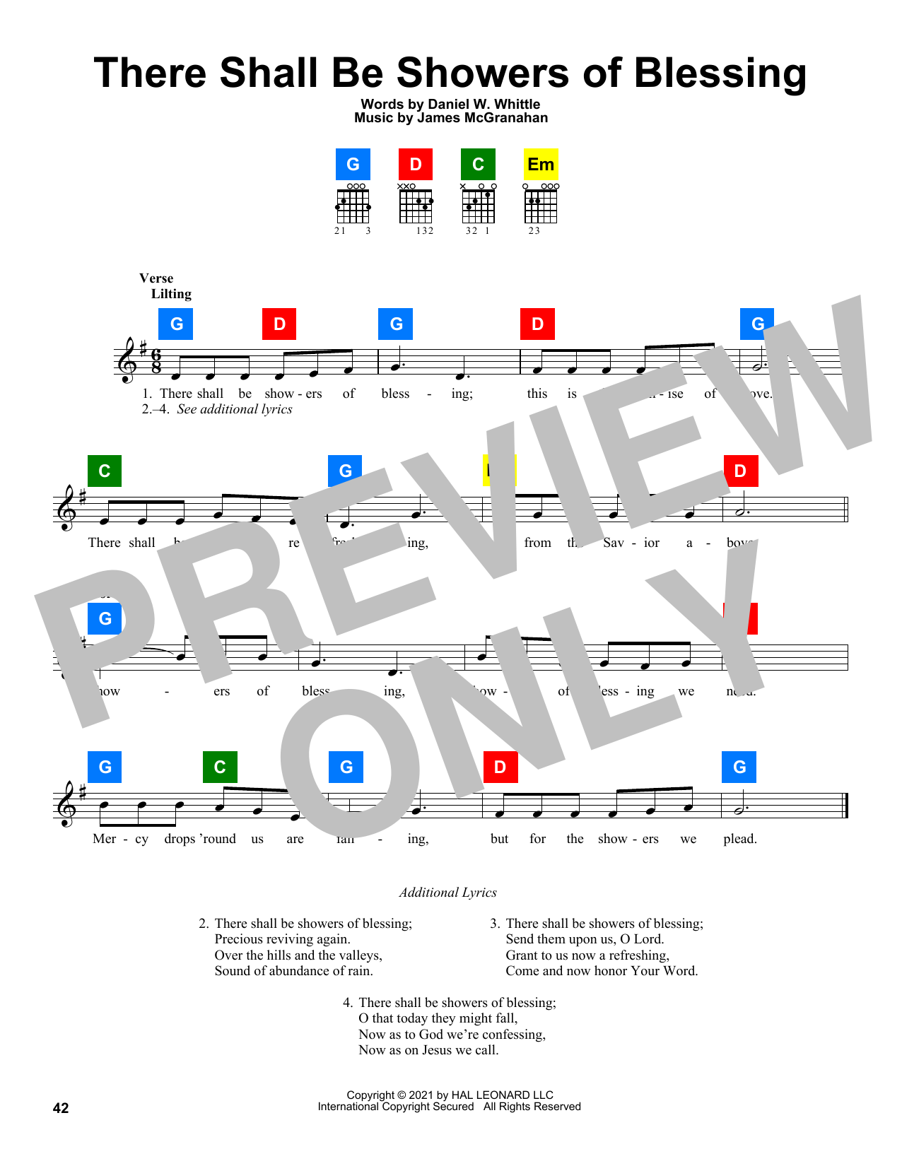 Daniel W. Whittle There Shall Be Showers Of Blessing Sheet Music Notes & Chords for ChordBuddy - Download or Print PDF
