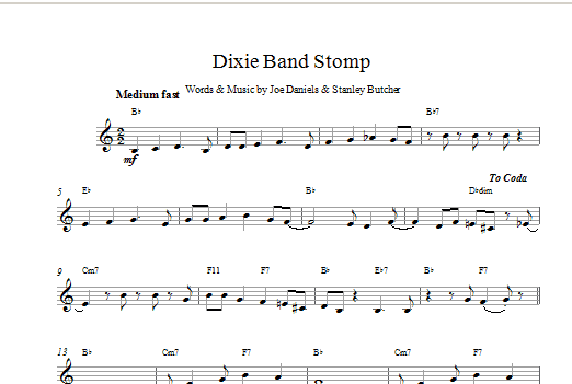 Joe Daniels Dixie Band Stomp Sheet Music Notes & Chords for Melody Line & Chords - Download or Print PDF