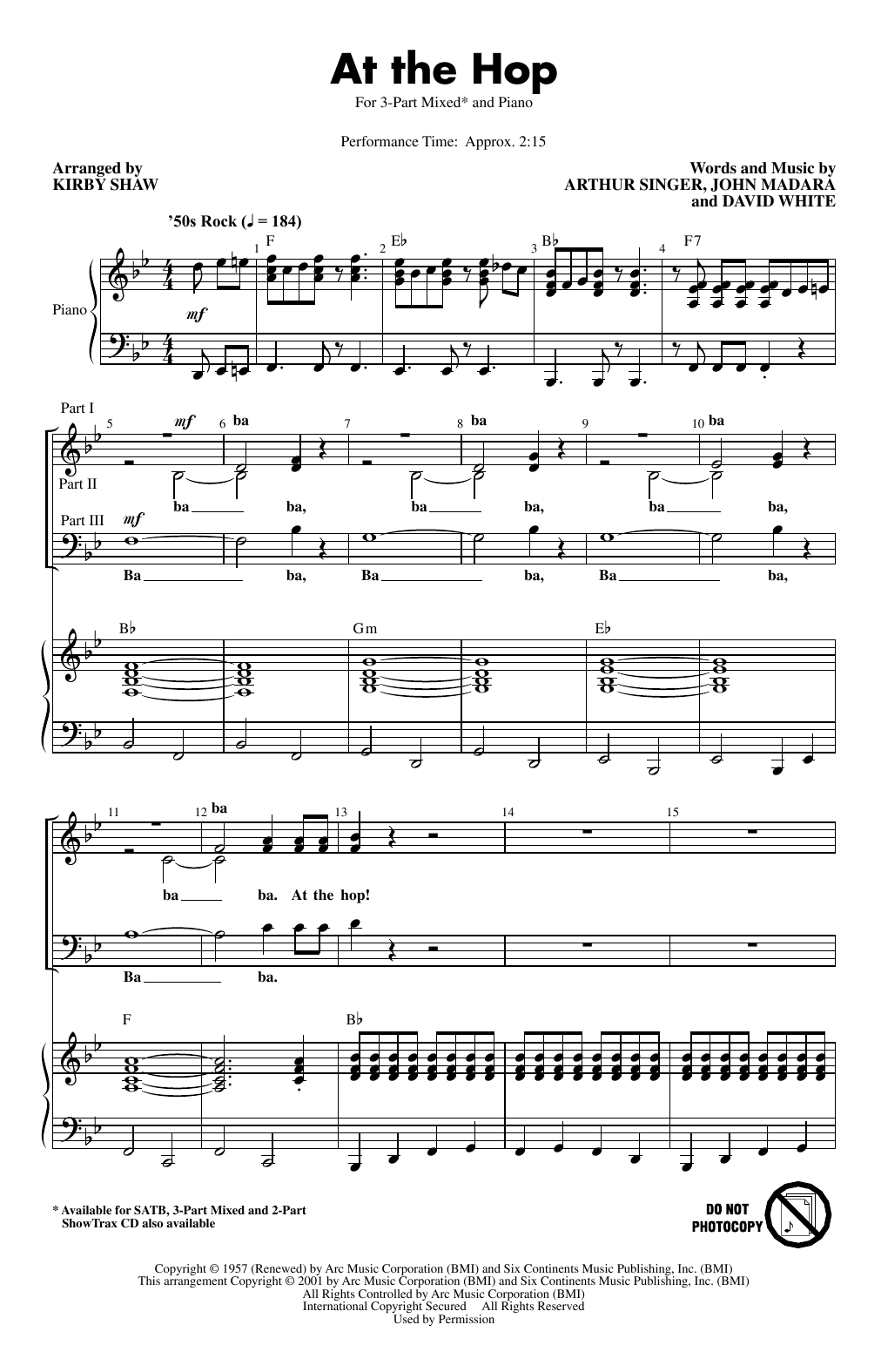 Danny & The Juniors At The Hop (arr. Kirby Shaw) Sheet Music Notes & Chords for SATB Choir - Download or Print PDF