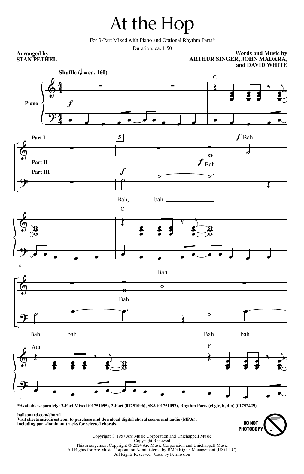 Danny & The Juniors At The Hop (arr. Stan Pethel) Sheet Music Notes & Chords for SSA Choir - Download or Print PDF