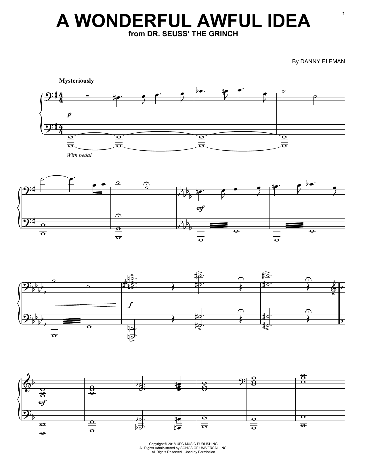 Danny Elfman A Wonderful Awful Idea (from The Grinch) Sheet Music Notes & Chords for Piano Solo - Download or Print PDF