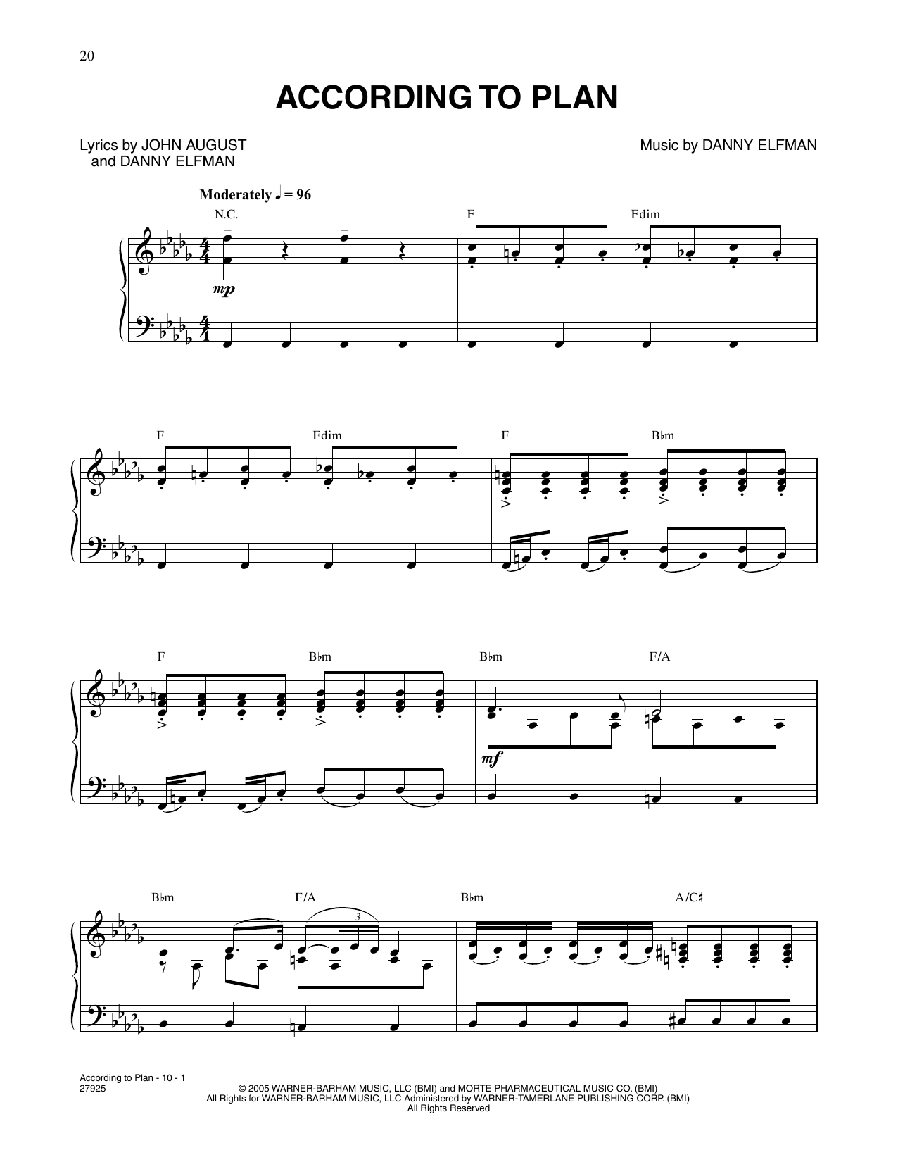 Danny Elfman According To Plan (from Corpse Bride) Sheet Music Notes & Chords for Piano & Vocal - Download or Print PDF