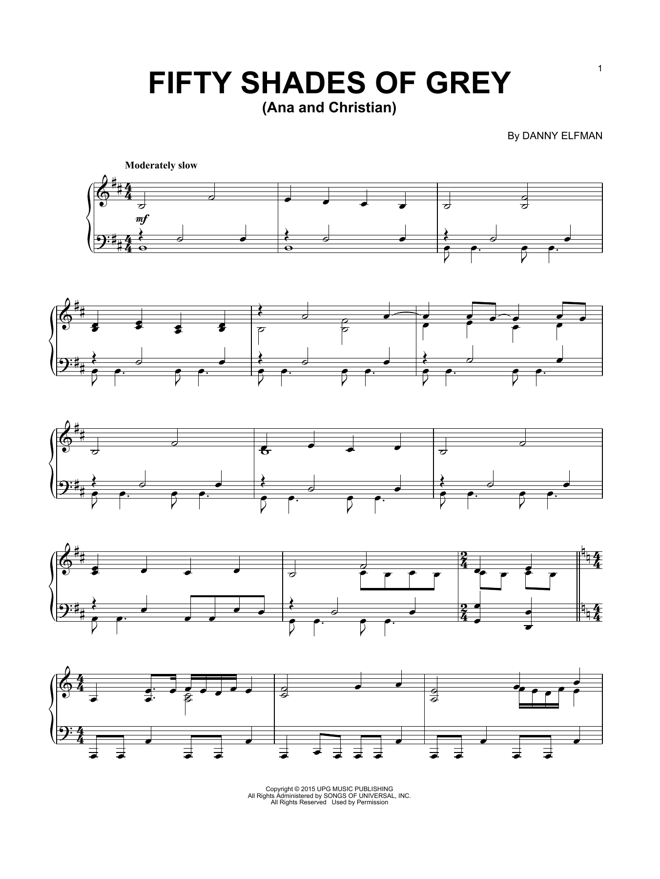 Danny Elfman Ana And Christian Sheet Music Notes & Chords for Piano - Download or Print PDF
