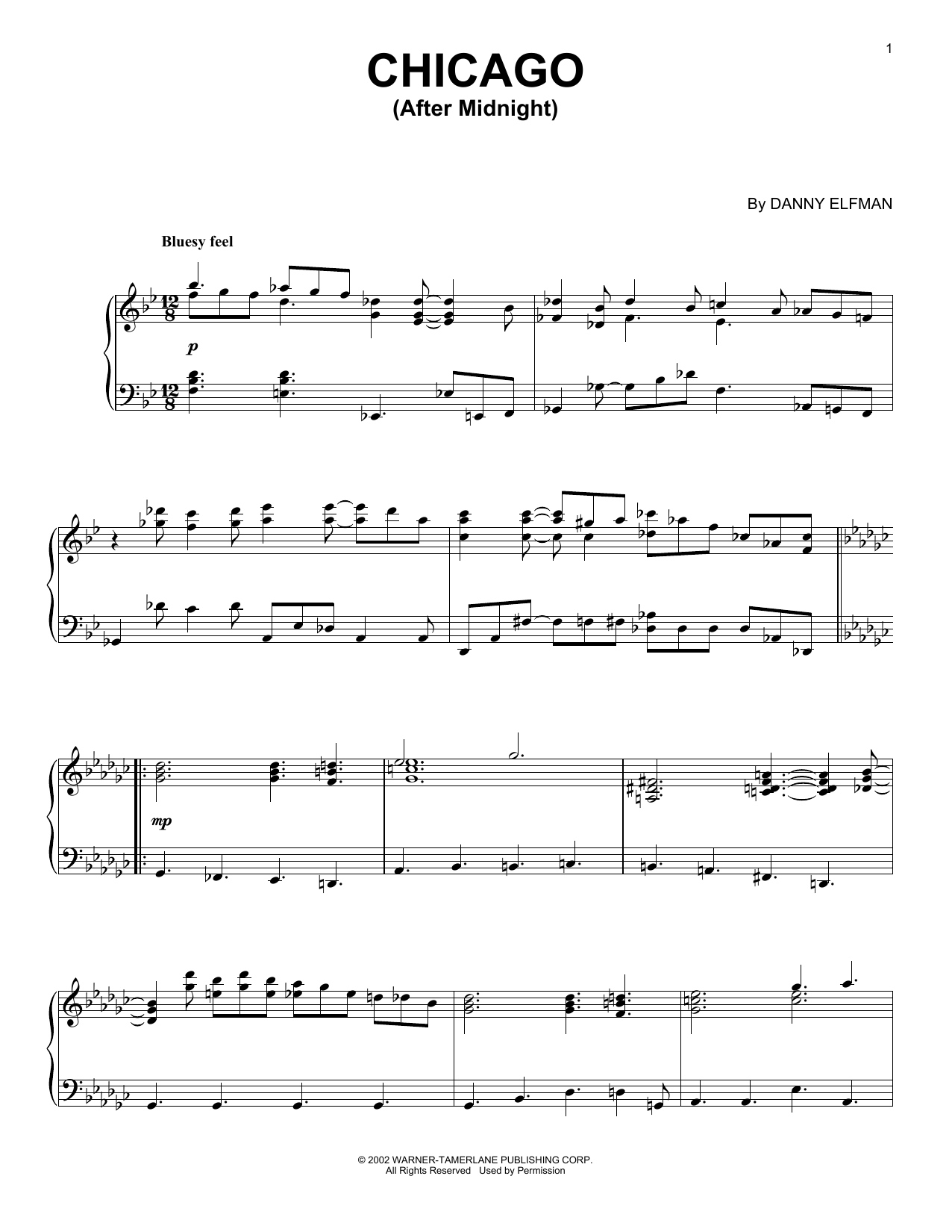 Danny Elfman Chicago (After Midnight) Sheet Music Notes & Chords for Piano - Download or Print PDF