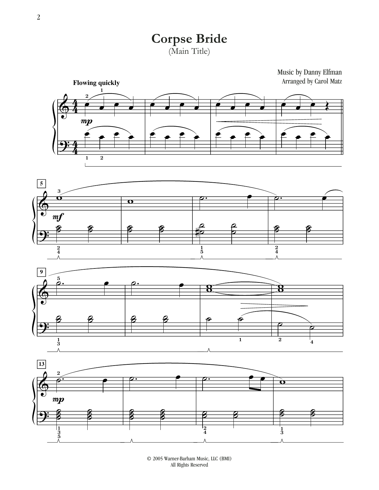 Danny Elfman Corpse Bride (Main Title) (arr. Carol Matz) Sheet Music Notes & Chords for Big Note Piano - Download or Print PDF