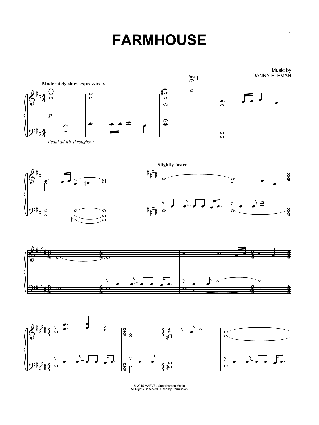 Danny Elfman Farmhouse Sheet Music Notes & Chords for Piano - Download or Print PDF