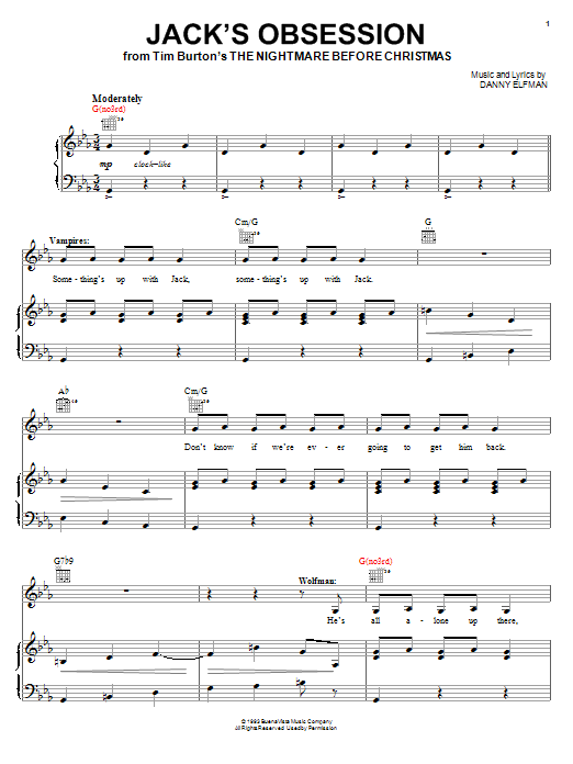 Danny Elfman Jack's Obsession (from The Nightmare Before Christmas) Sheet Music Notes & Chords for Easy Piano - Download or Print PDF