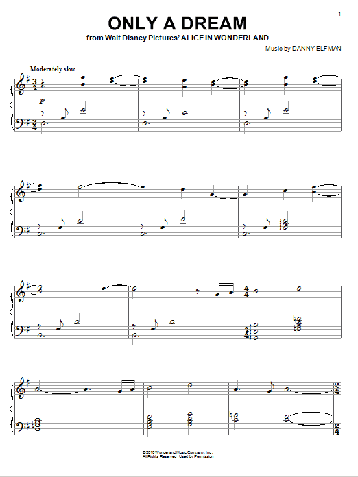 Danny Elfman Only A Dream Sheet Music Notes & Chords for Piano - Download or Print PDF